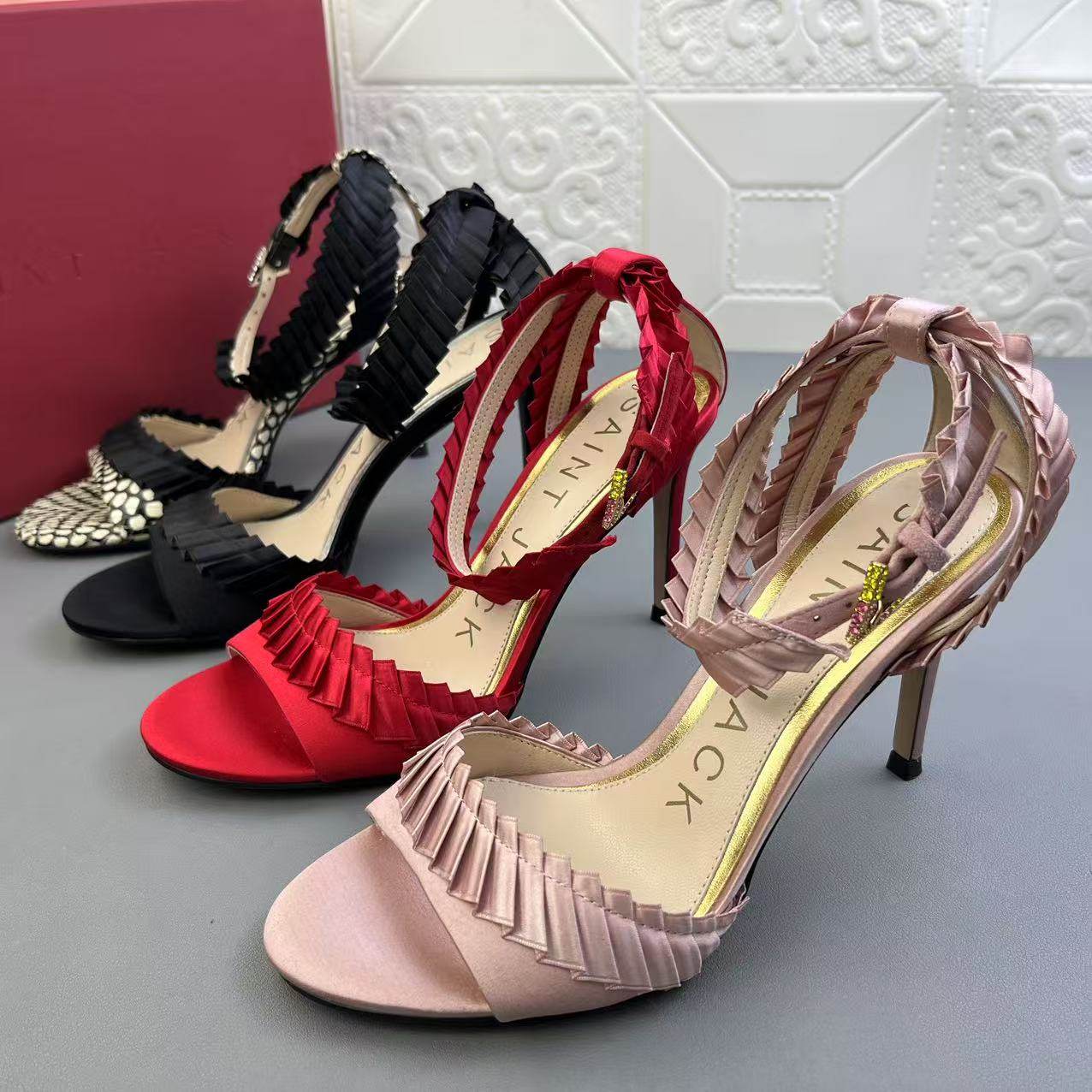 圣积高跟时装头层牛皮通勤女凉鞋