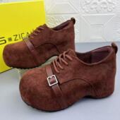 单鞋 奥莱撤柜处理时尚 清 女鞋 高品质新款 休闲内增高鞋 垫真皮乐福鞋