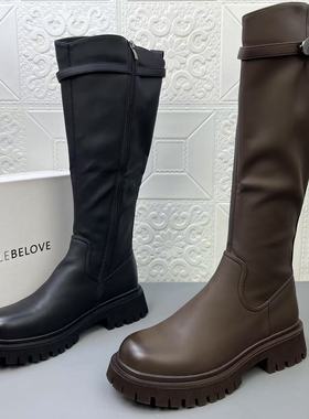 3940意大利出口时尚休闲防滑骑士靴女靴冬季新款耐磨高筒靴长筒靴