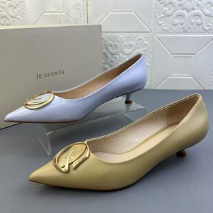 456莱尔斯*正品羊皮尖头细跟时装女鞋高品质真皮新款通勤浅口单鞋