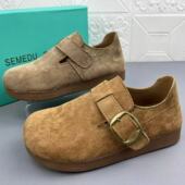 休闲搭扣博肯鞋 女鞋 高品质新款 奥莱撤柜处理时尚 防滑耐磨百搭单鞋