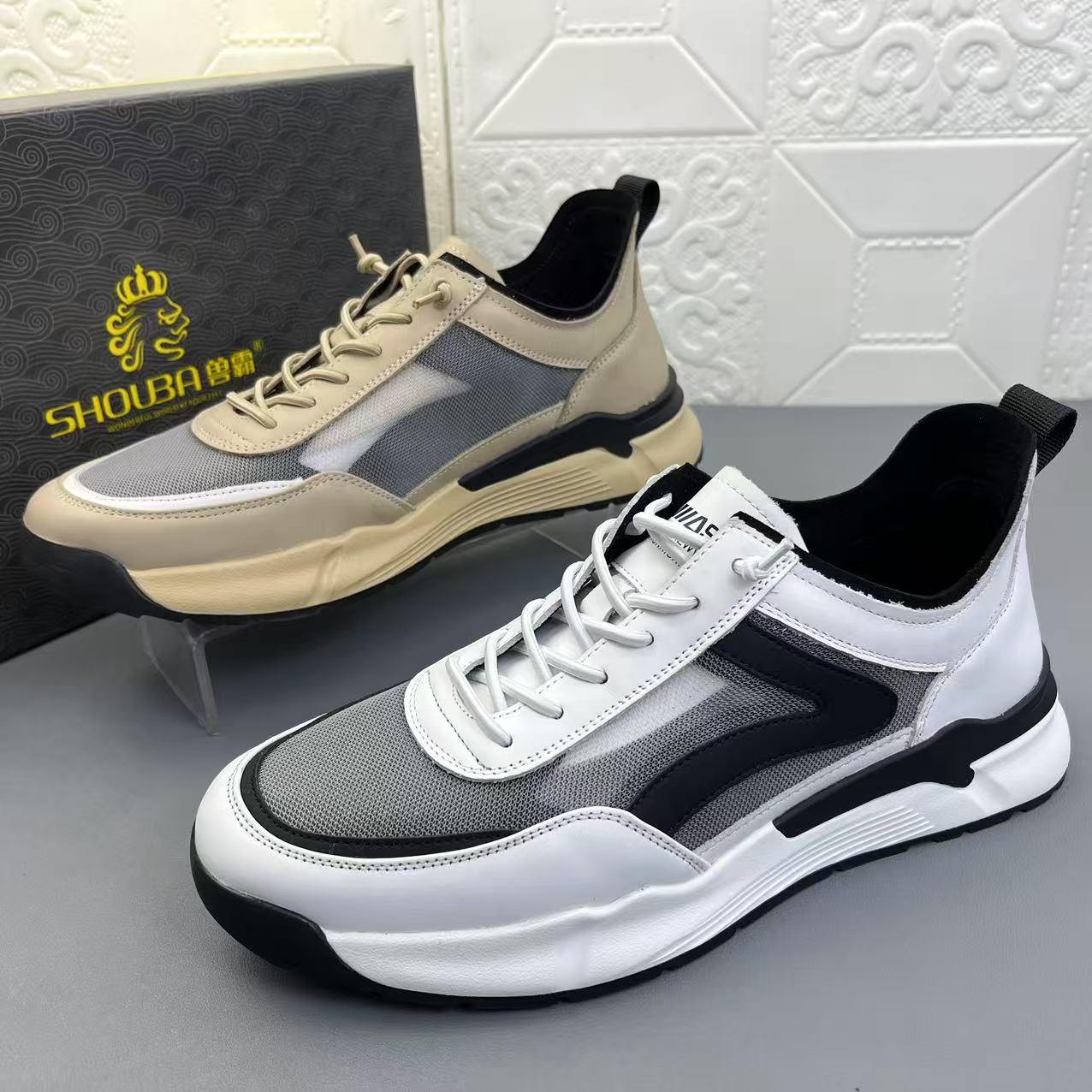 进口时尚休闲头层牛皮男鞋运动鞋