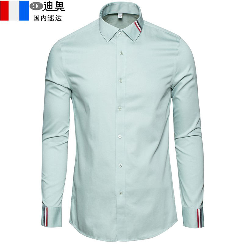 免烫易打理迪奥衬衫短袖织带纯棉