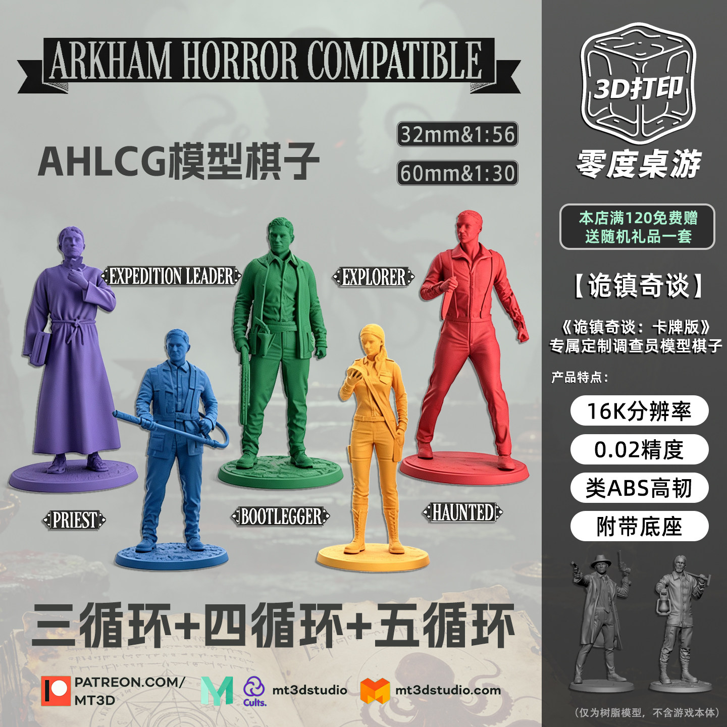 【诡镇奇谈】调查员3+4+5循环克苏鲁COC跑团桌游模型ArkhamHorror