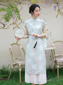复古国风古装 新中式 改良旗袍收腰显瘦气质连衣裙 清风遥 枕梦村庄