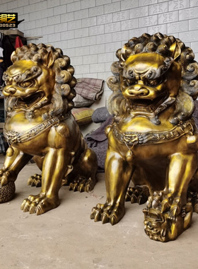 大号宫门狮一对北京狮铜狮