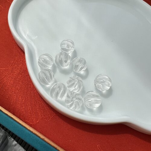 天然白水晶扭扭珠散珠配件 约12mm diy配饰手工项链手串 ZW846