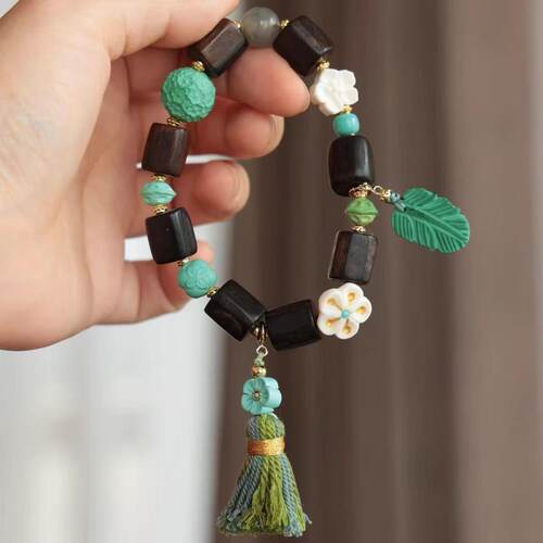 沉香达拉干方块搭配菱镁矿小花树叶百香籽柿子花珠牛骨小花 DM801