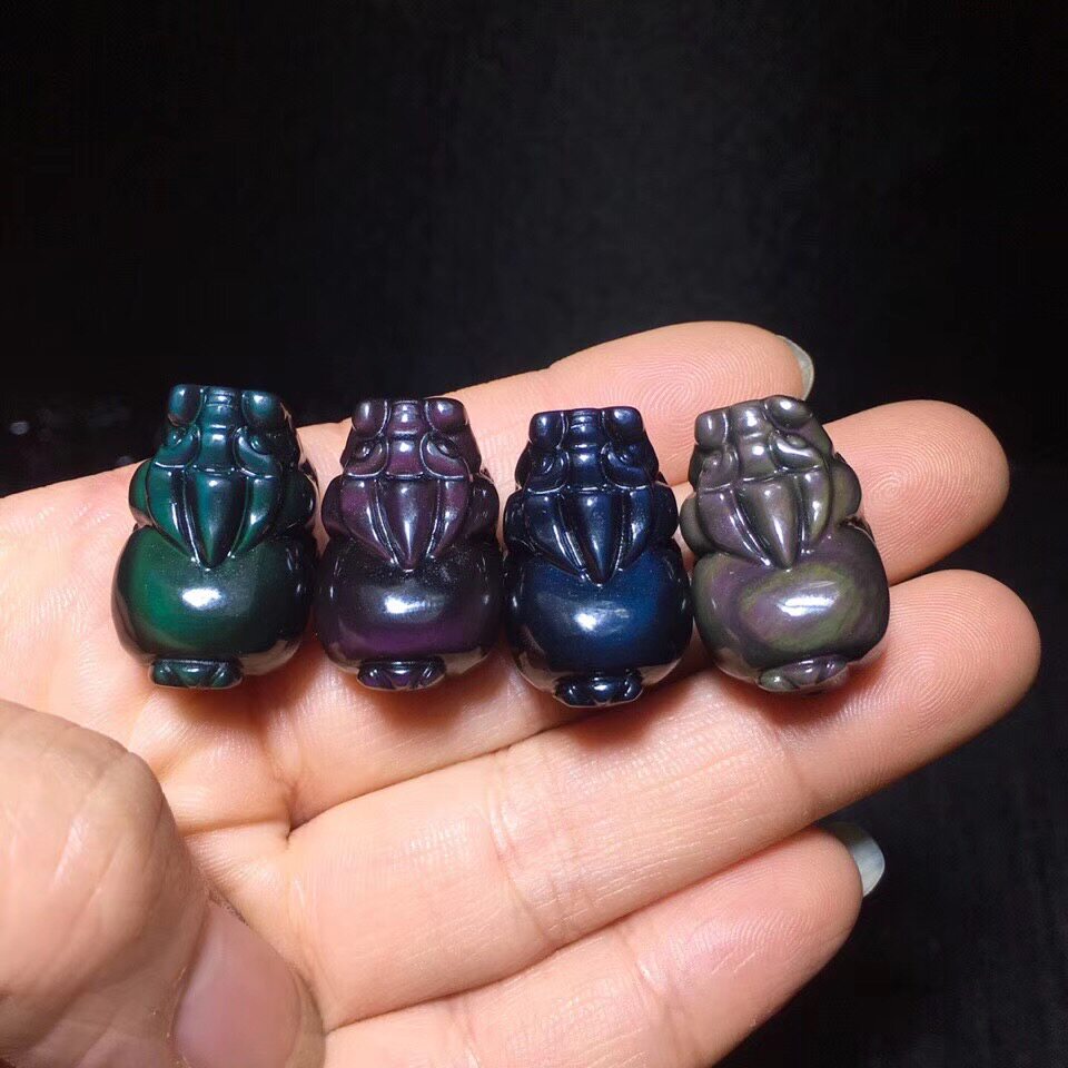 天然黑曜石貔貅手链吊坠饰品佛头