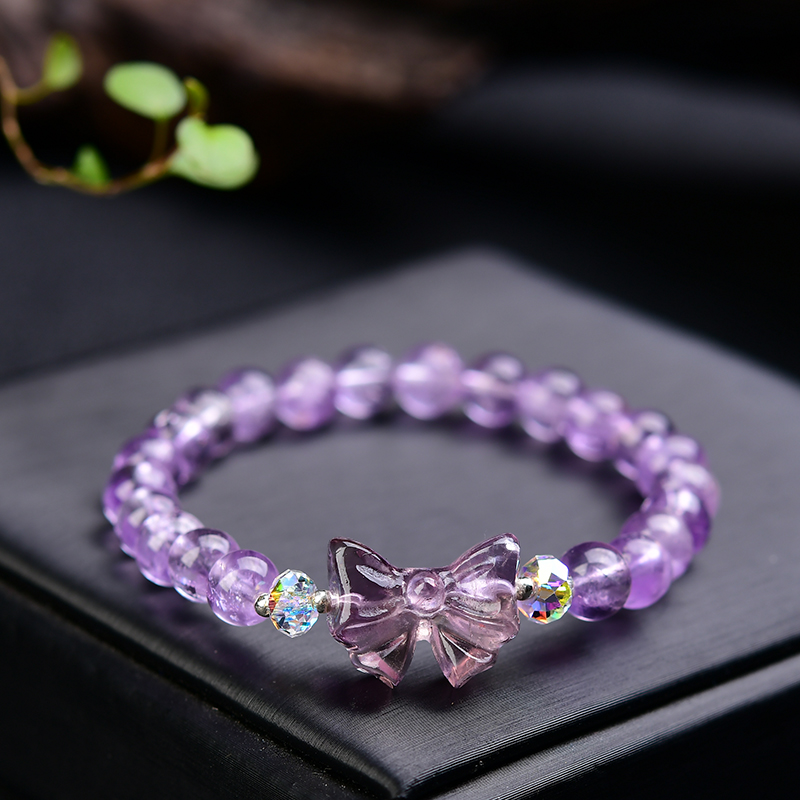 天然薰衣草紫水晶蝴蝶手链