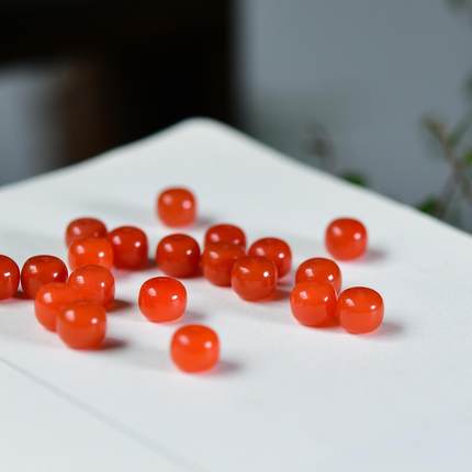 天然樱桃红南红玛瑙老型珠散珠 手链手串DIY配件 约8*7mm LH435