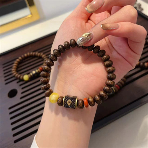 印度沉香手串搭配锤纹黑檀配饰 TY1604