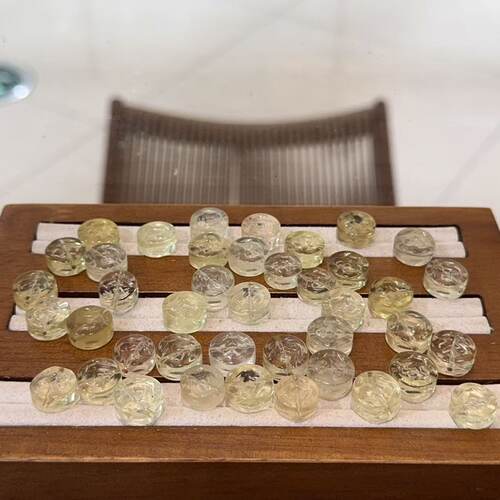 天然黄水晶铜钱通孔配件