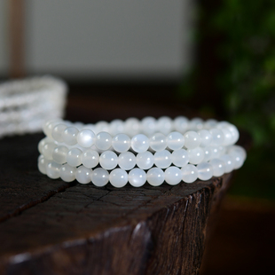 天然白月光石三圈手链女招桃花爱情石单圈猫眼石水晶手串 LH502