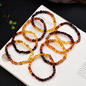 天然蜜蜡彩虹渐变方糖单圈手串 LH184 6mm