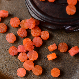 LH297 DIY手串项链 天然保山南红玛瑙小花通孔配件 磨砂款