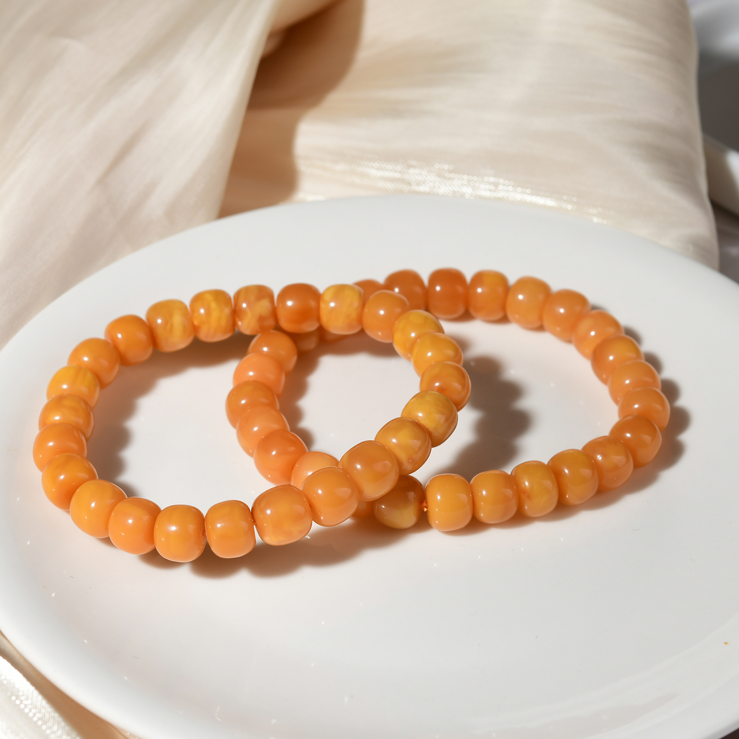 天然鸡油黄D203老蜜蜡手串