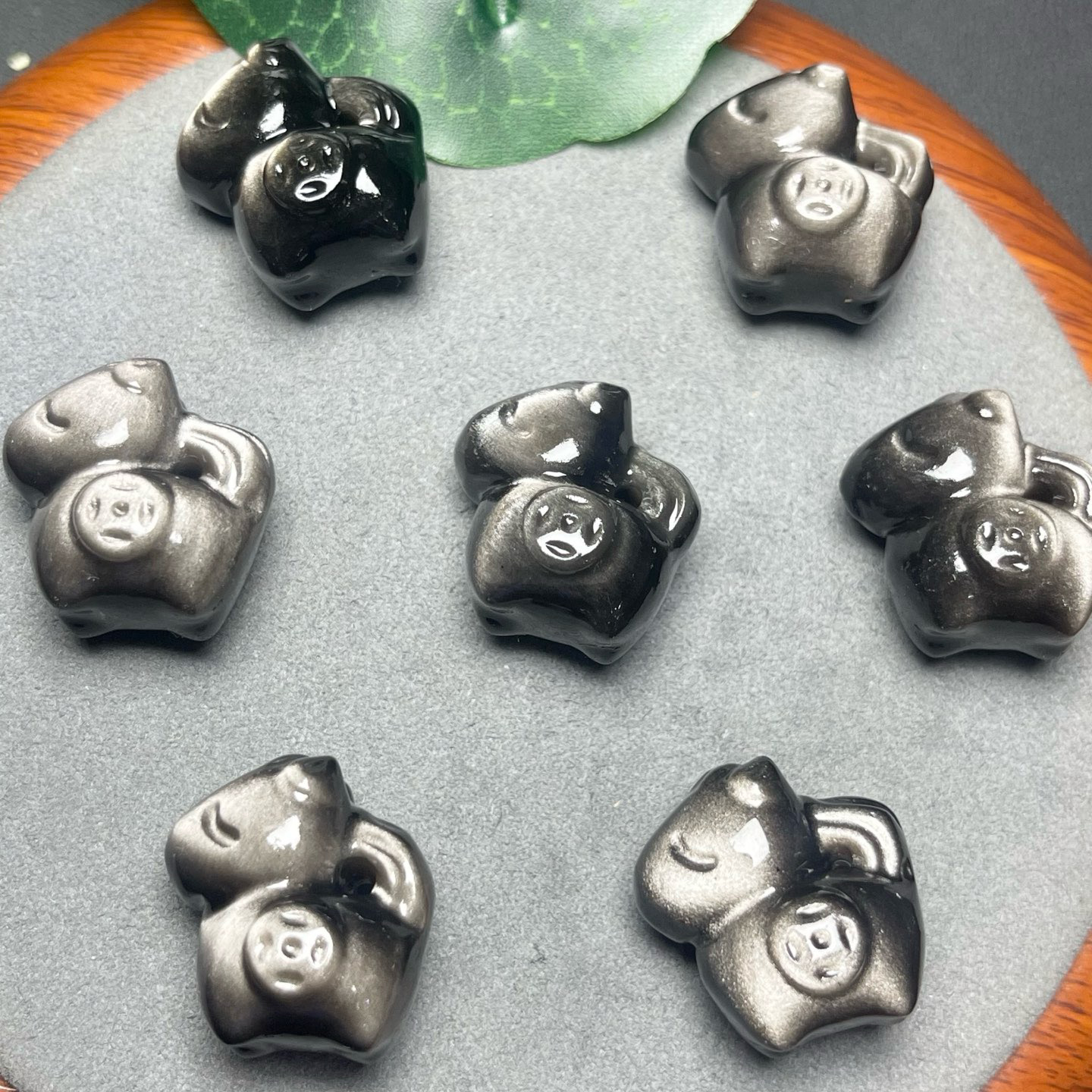 天然银曜石马到成功吊坠孔 规格20mm diy手串项链配件 ZW908