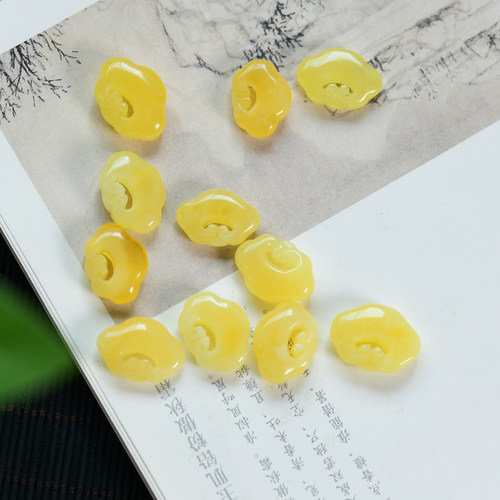 天然蜜蜡黄蜜琥珀如意吊坠 DIY串珠手工手链项链配件 LH720