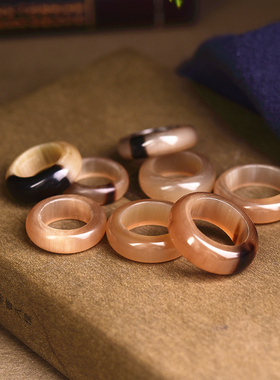 天然保真牛角戒指跑环 牦牛角指环小扳指 佛珠跑环配饰 TY657