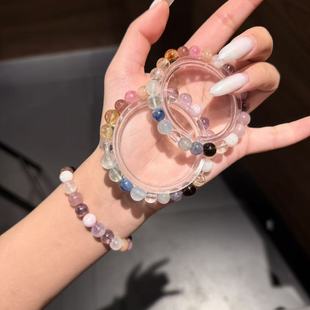 天然多宝水晶手链海蓝宝蓝月光黑金超灰月光紫水晶蓝晶 LH756