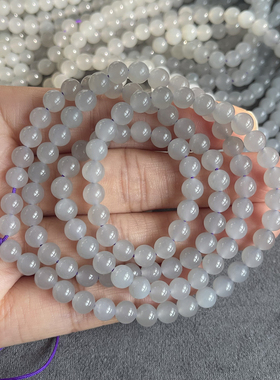 天然烟紫和田玉6mm108颗长链