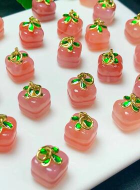 天然盐源玛瑙柿子柿柿如意吊坠小滴溜 10-11mm DIY手串项链 ZW524