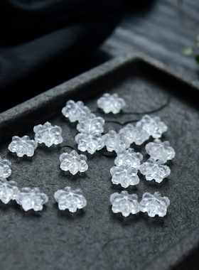 天然白水晶雪花通孔配件 约16*7mm DIY手串项链 LH319