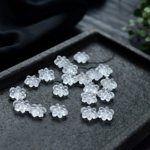 天然白水晶雪花通孔配件 约16*7mm DIY手串项链 LH319