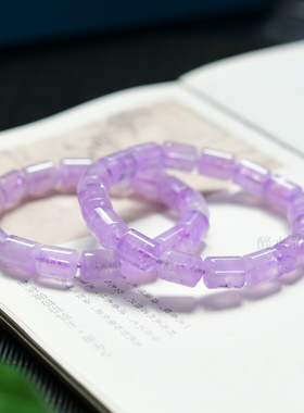 醉水晶天然薰衣草紫水晶桶珠手链女款单圈时尚小清新手串 XL455