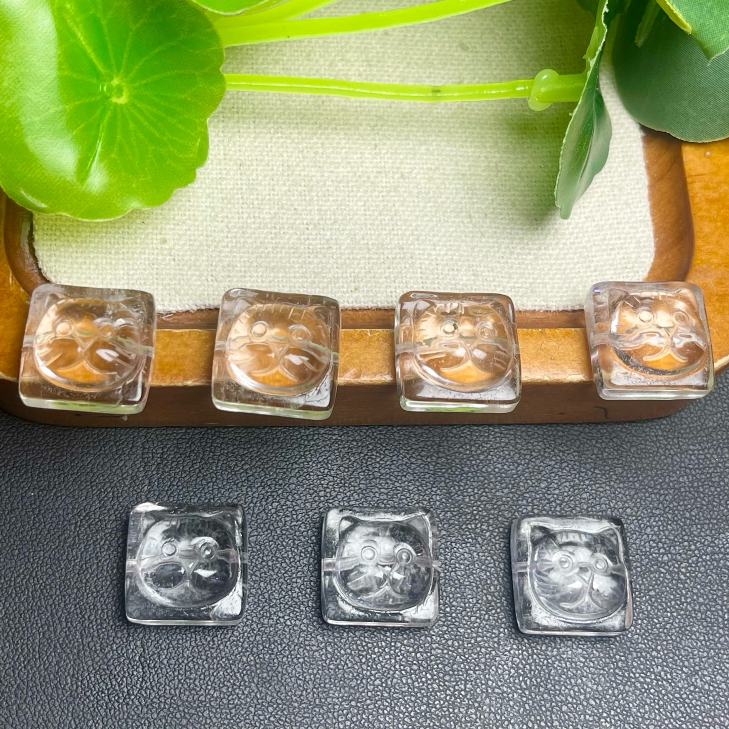 天然白水晶猫头横孔 规格15mm diy手串项链配件 ZW910