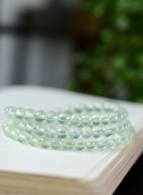 收藏级天然冰种葡萄石三圈手链 多圈手串水晶饰品礼物 XL372