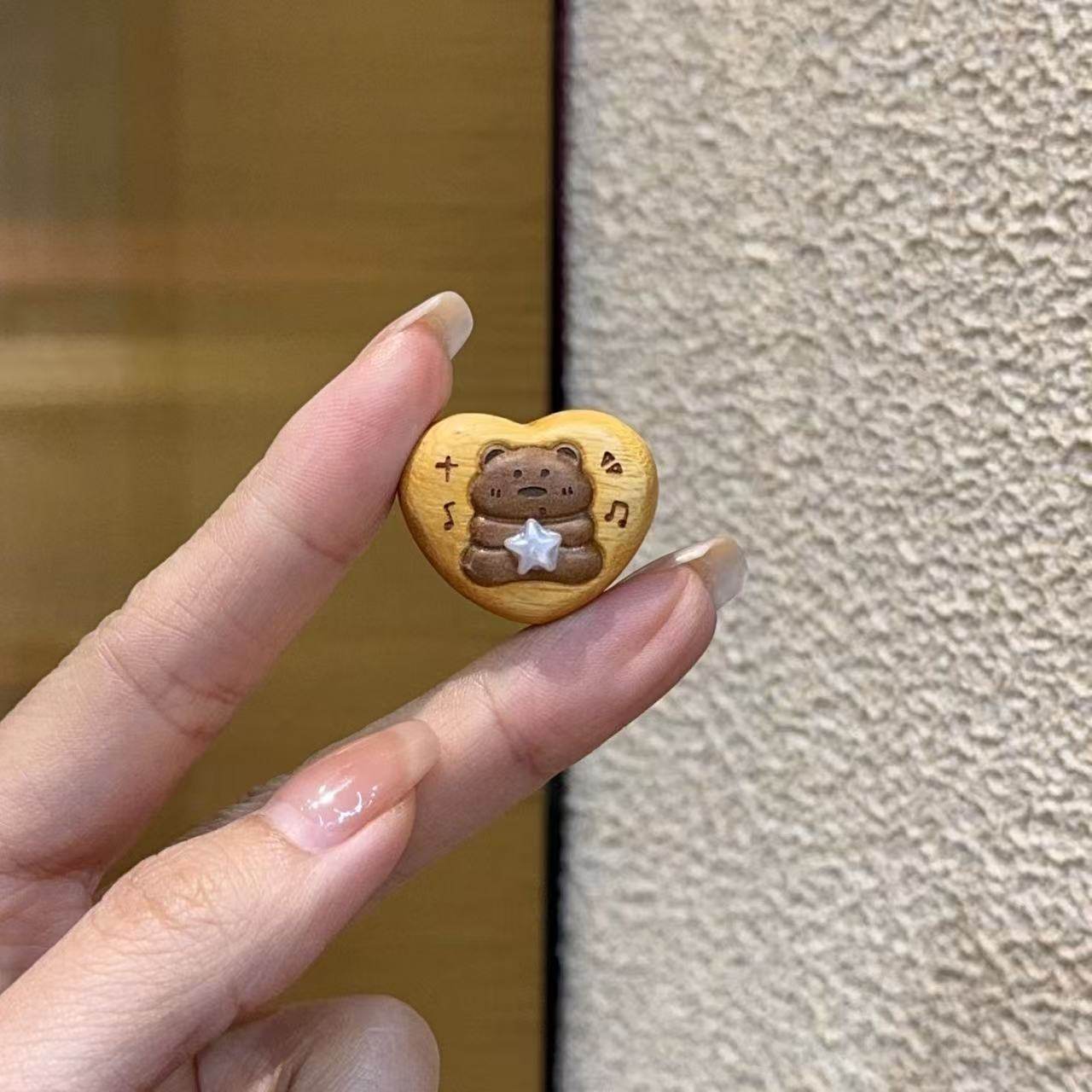 桃木镶嵌小熊电视机手机爱心 diy佛珠配饰隔珠配件项链文玩 DM281