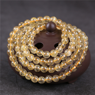 结缘特惠巴西天然金发晶手链三圈四圈 多圈佛珠手串 男女款