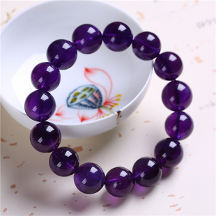 乌拉圭天然紫水晶手链单圈 XL425 紫罗兰色深紫水晶单圈手串饰品