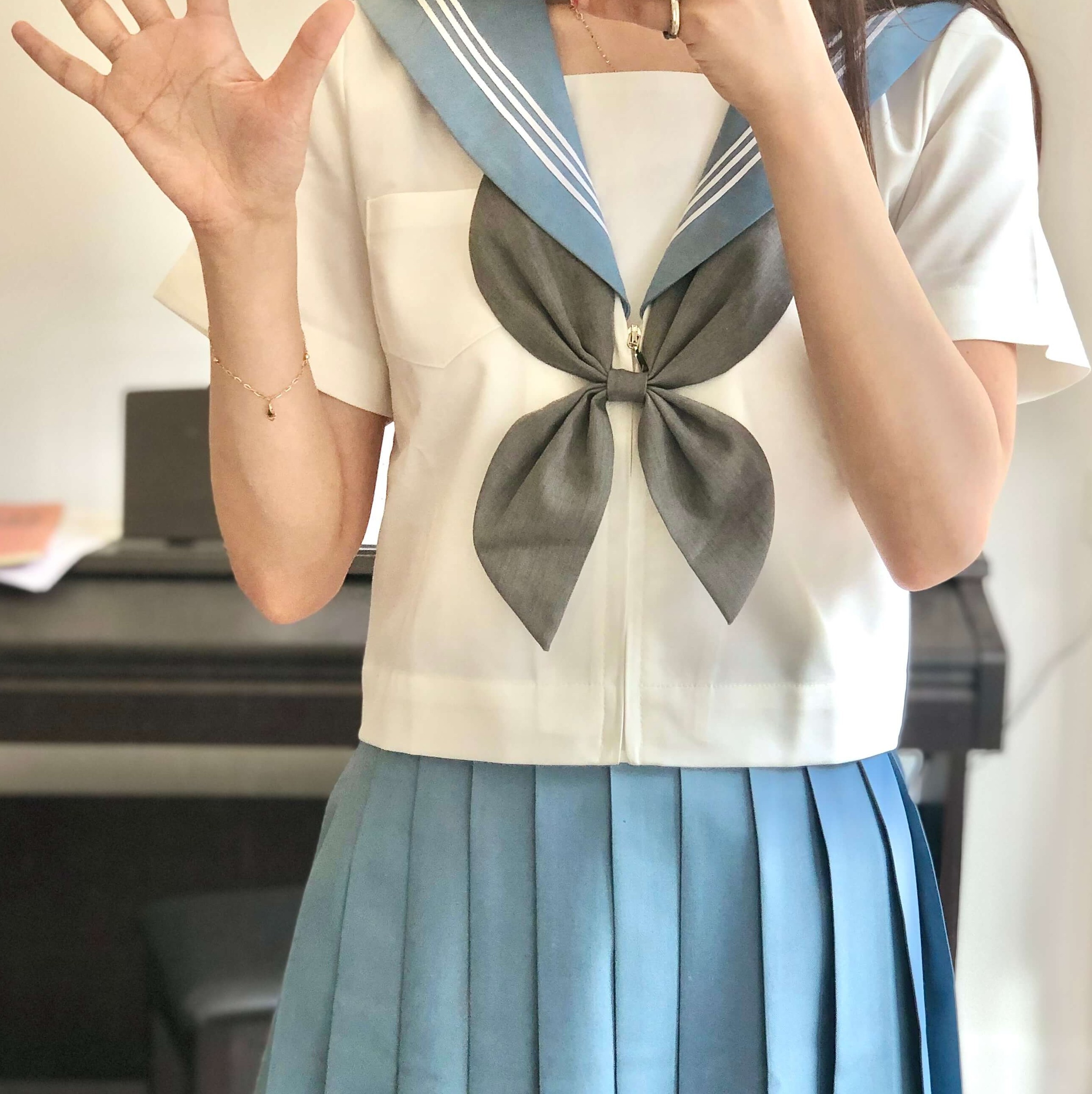 日系基础款琉璃绀夏季蓝色jk制服长袖短袖中间服学院水手服套装女