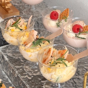 高脚慕斯杯布丁杯冰淇淋杯红酒杯果冻杯透明硬塑料一次性杯子创意