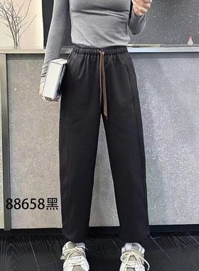 冬季木子家水洗88658新款韩版抽绳休闲女裤九分哈伦显瘦小脚裤子