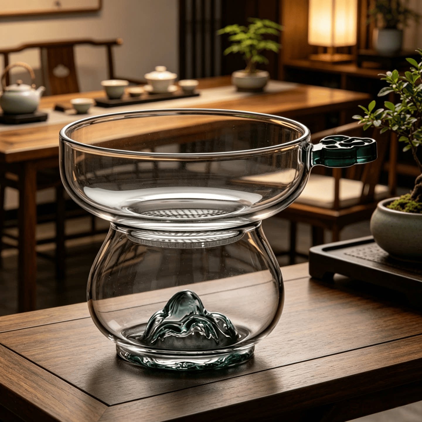 高档如意观山玻璃茶漏公道杯