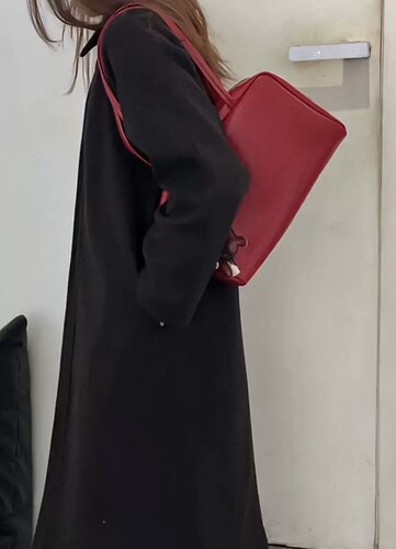 the羊皮row波士顿包红色包包Jennie同款保龄球包Astra单肩通勤包