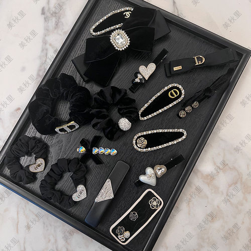 小香风山茶花发夹发饰高级感布艺一字夹边夹气质女百搭头饰品