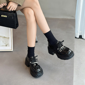 女99 富丽真皮小皮鞋 女单鞋 系带厚底粗跟休闲鞋 2025年秋季 新款