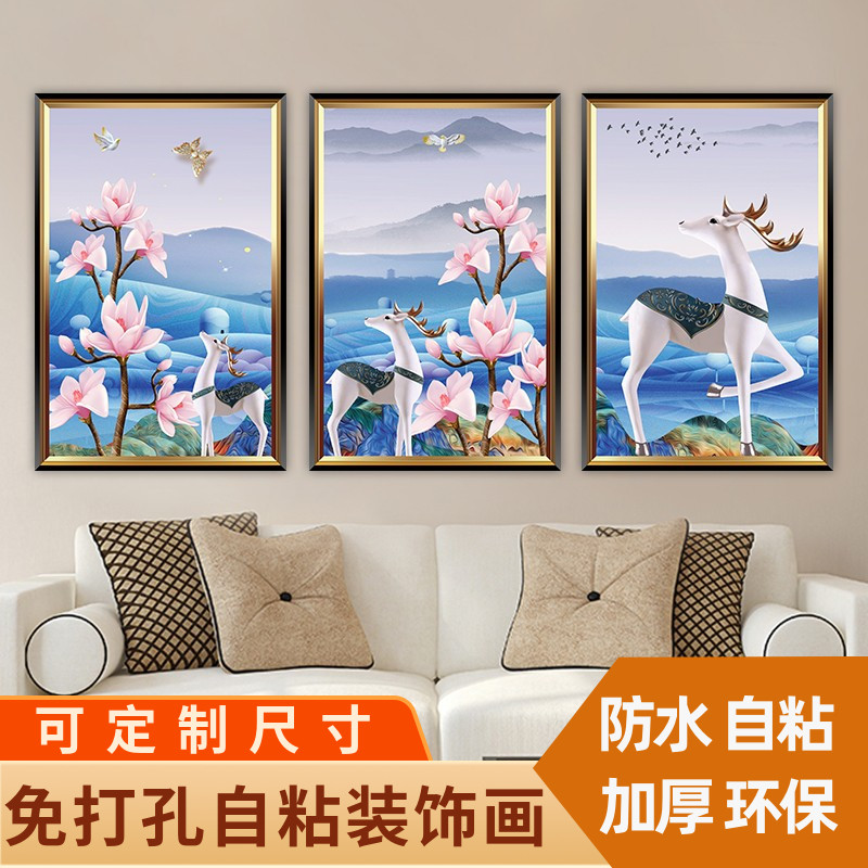 美式装饰画客厅沙发背景墙挂画餐厅三联画复古油画法式壁画欧式图片