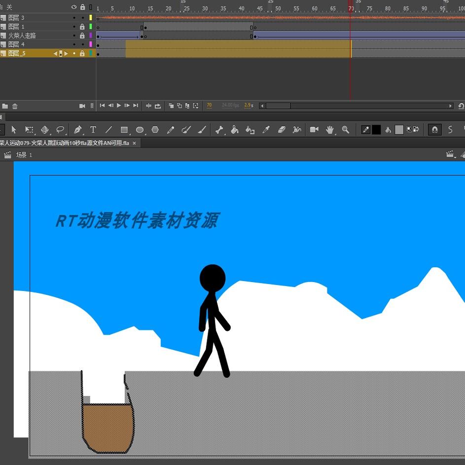 火柴人运动079-火柴人跳跃动画10秒fla源文件AN可用