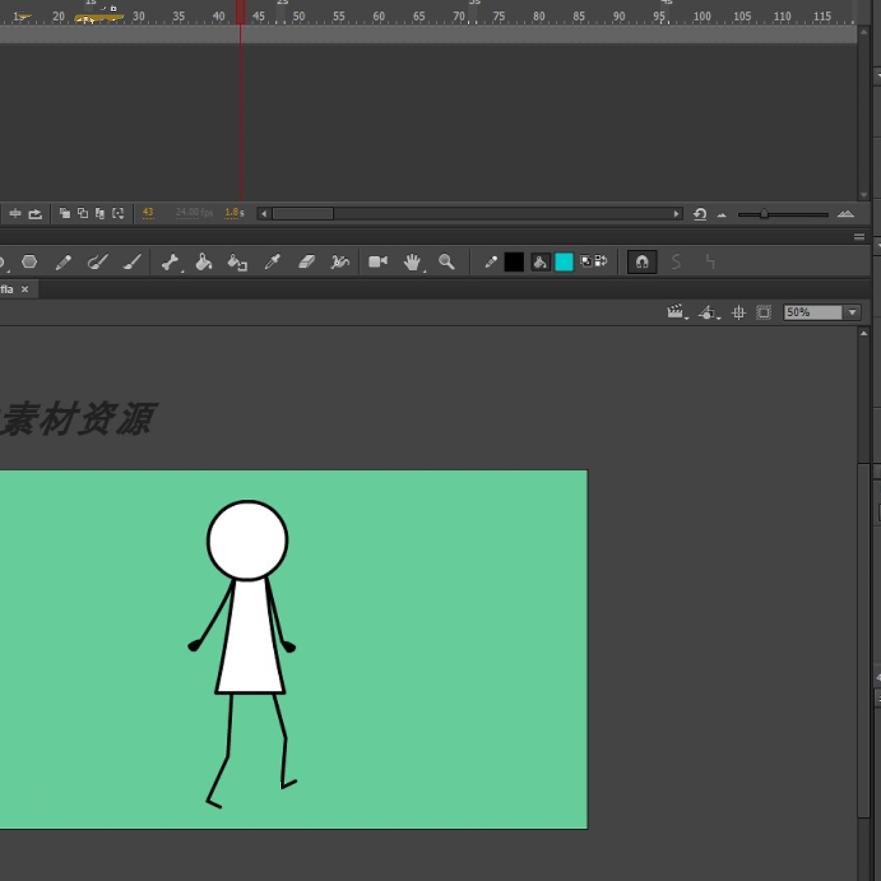 火柴人运动074-美式火柴人背身走远5秒源文件fla格式AN可用