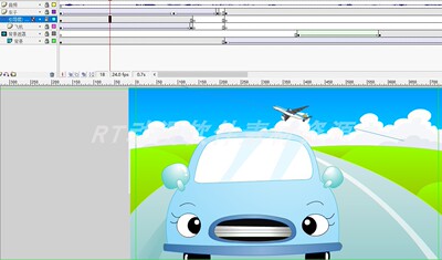 机器动画004汽车行驶飞机飞过遮罩引导线应用AN及flash可用