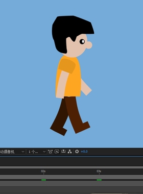 AE人物运动038矢量人物黄色衣服走路6秒源文件AE可用