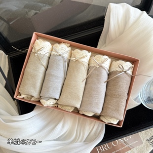 头 蕾丝小羊绒暖肤中腰包臀蚕丝抗菌女三角内裤 缇娅朵正品 5条盒装