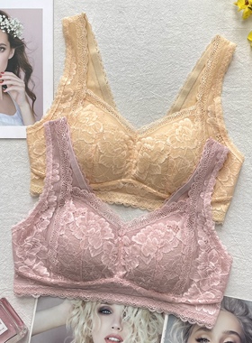 古妃9855睡眠内衣薄杯美背蕾丝宽肩带大码收副乳无钢圈养护文胸罩