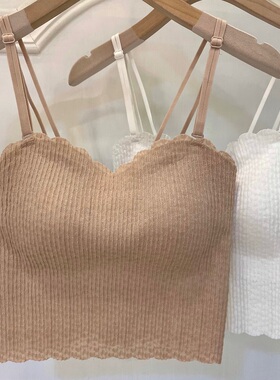 古妃46903网红美背小吊带抹胸女内搭打底外穿背心带胸垫乳胶内衣